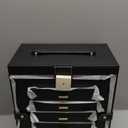 AKOZLIN Huge Jewelry Box Organizer Functional Extra Large Leather Jewelry Storage Case for Women Girls Ring Necklace Earring Bracelet Holder Organizer with Mirror Black