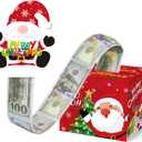 ALODNY Christmas Money Box for Cash Gift Pull, Surprise Money Gift Box with 100Pcs Transparent Bags, Funny Boxes for Cash Kids Adults