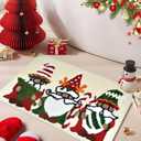 Quimoy Christmas Bathroom Rugs, Non Slip Washable Gnome Bath Mat, Cute Gnome Beige Bath Rug for Christmas Winter Bathroom Decor