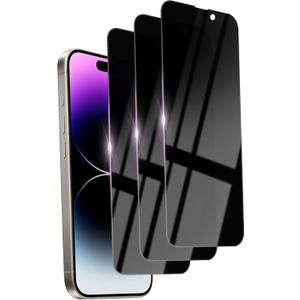 Ifaeveus 3 Pack Privacy Screen Protector for iPhone 14 Pro Max Tempered Glass 6.7inch Private Saver Anti-Spy Eye Protection Anti-Scratch Full Coverage (Black)