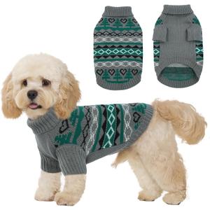 Christmas Dog Sweater for Small to Large Dogs - Festive Grey Knit Pullover, Cute Holiday Winter Coat, Soft & Warm Pet Clothing, Machine Washable Grey L