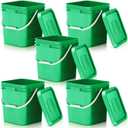 Mumufy 8 Pcs 3.5 Gallon Square Food Grade Bucket with Lid, Green