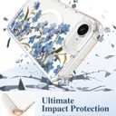 GVIEWIN for iPhone 17e Case & iPhone 16e Case, Compatible with MagSafe [Non-Yellowing][Military-Grade Protection] Hard PC&TPU Bumper, Floral Shockproof Protective Clear Phone Case (Aconite/Blue)