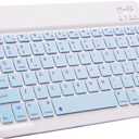 Ultra-Slim Bluetooth Keyboard Portable Mini Wireless Keyboard Rechargeable for Apple iPad iPhone Samsung Tablet Phone Smartphone iPadOS iOS Android (10 inch Blue)