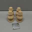 4.7 Inch Solid Wood Furniture Legs, Set of 4 - Heavy Duty Replacement Feet for Sofa, Couch, Chair, Ottoman, Cabinet & Bed | Unfinished Bun Foot with Screws & Mounting Plates