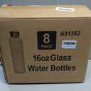 Glass Water Bottles,16oz Glass Drinking Bottle With Leakproof Stainless Steel Cap,Reusable Juice Bottles Beverage Drinkware,To Go Travel Bottles For Drink,Sauce,8Pack