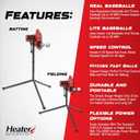Heater Power Alley Pro Real Baseball Machine - Adjustable Design, Pitches Real Baseballs Up to 45 MPH, Accurate and Portable Training Tool for Batting, Pitching, and Field Practice