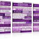 Purple Room Decor for Women - Motivational Inspirational Quotes Wall Art for Office - Large Canvas Wall Art Ready to Hang Size 16" x 24" x 3 Pieces, 24"L x 16"W x 3PCS