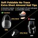 UNA GELLA Extra Short Almond Gel Nail Tips, 216 Pcs Pre-shape XS Almond Nail Tips Full Cover Press On Nails Half Matte Clear Fake Nails For Women Girl DIY Salon At Home 12 Sizes