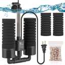 AQQA Aquarium Electric Power Sponge Filter,3W/5W Silence Submersible Foam Filter,Sponges Bio Ceramic Media Balls Double Filter for Saltwater Freshwater Fish Tank (M)