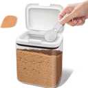 Brown sugar storage container with clay, 2-quart (64-ounce) airtight kitchen storage jar with spoon  clear food-grade glass jar to keep brown sugar moist and soft.