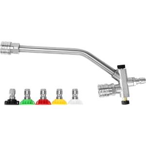 QWORK Foam Cannon Dual-Connector Accessory for Pressure Washer - Includes 5 Nozzles, 1/4" Quick Connecting, Effortless Switching Between Foam Spray & Pressure Washer Tip