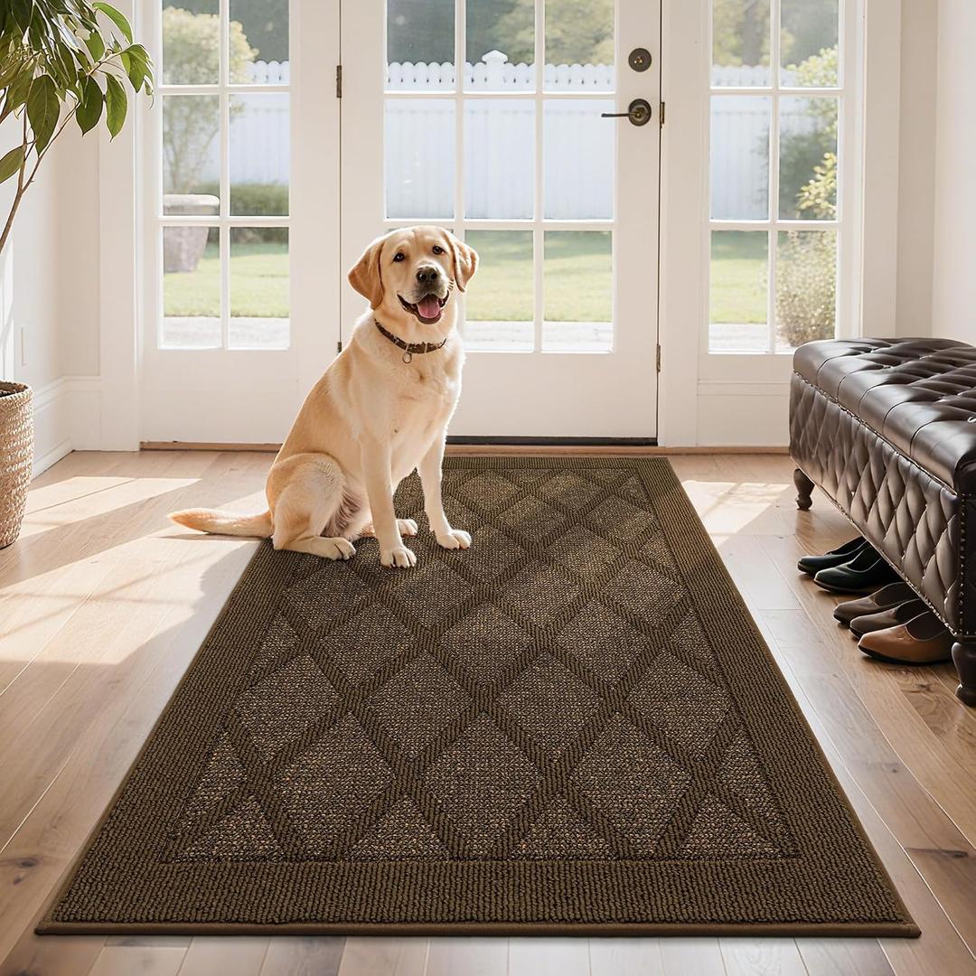 COSY HOMEER Non-Slip Door Mat 36"x60",Entryway Rugs Low Profile,Dark Brown
