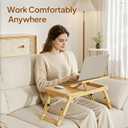 Bamboo Laptop Desk for Bed, Height & Angle Adjustable Foldable Lap Desk