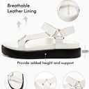 Coutgo Womens Platform Sandals Comfortable Arch Support Footbed Adjustable Ankle Strap Summer Beach Flat Sandals (7.5, White/Pu)