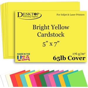 50 Sheets Bright Yellow 5” x 7” Cardstock Paper – Blank Printable Cards for Invitations, Postcards & Announcements – Premium 65lb Cover Cardstock for Inkjet & Laser Printers 