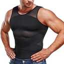 SOLCYSX Compression Shirt for Men Slimming Undershirt Body Shaper Tank top for gynomastica Sleeveless Shapewear Vest Men Size L
