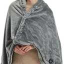 USB Heated Blanket Electric Throw, Cozy Flannel Electric Heated Shawl, 4 Heating Levels, Fast Heating Blanket, Machine Washable 140 * 80cm (Color : Gray)
