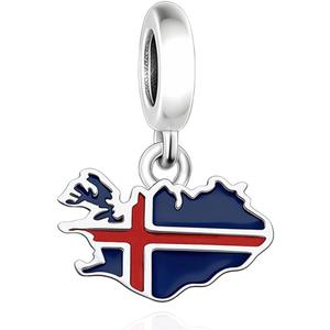 S925 Sterling Silver Flag Charms, National Flag Maps Countries Charm Fit Women Bracelets Necklaces Jewelry Gift for Travel Memento