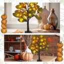 24 Inch Fall Magnolia Tree 24 LED Lights Battery Operated Artificial Tree Thanksgiving Table Centerpieces Decoration for Home Fireplace Autumn Harvest Tabletop Indoor Decor