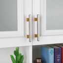 Haliwu 10 Pack Brushed Nickel Cabinet Pulls, 3-3/4 inch Silver&Gold Kitchen Handles, Square Dresser Drawer Hardware