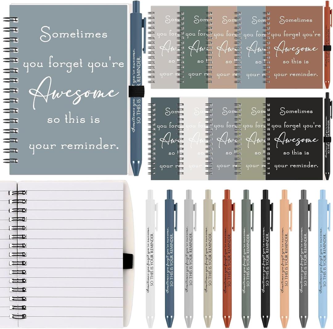 Honoson 50 Sets Inspirational Notebooks Journal with Motivational Bamboo Pens Bulk Employee Appreciation Thank You Gifts for Team Student Teacher Back to School Supplies Staff Coworker (multicolor)