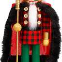 Joliyoou Christmas Nutcracker Figures, 14 Inch Wooden Nutcracker Ornaments, Large Xmas Funny Nutcracker Tabletop Festival Shelves Decorations(King with Scepter)