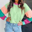 SELINK Womens Long Sleeve T Shirts Loose Fit Casual Fall Tops Trendy Colorblock Oversized Tshirts (L)