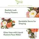 Nearly Natural Mini Artificial Peony Floral Arrangement, Faux Flowers for Table Shelf Decor, Assorted Colors