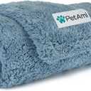 PetAmi Fluffy Waterproof Dog Blanket for Small Medium Dogs, Soft Warm Pet Sherpa Throw Pee Proof Couch Cover, Reversible Cat Puppy Bed Blanket Sofa Protector, Plush Washable Pad (Dusty Blue, 29x40)
