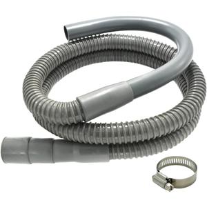 Universal Washing Machine Drain Hose - 6 Ft Discharge Hose with Long Hook - Corrugated and Flexible Washing Machine Hose Drain Replacement with Clamp