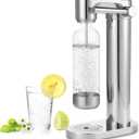 Soda Maker Sparkling Water Maker, Manual Stainless Steel Carbonation Machine for Home, Compatible with 60L Threaded CO Cylinders (Not Included), Water Carbonator with BPA free PET Bottle, Moderate