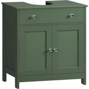 TEENFON Pedestal Sink Storage Cabinet with 2 Doors and Drawer, Bathroom Sink Cabinet, Under Sink Storage with U-Shape Cut-Out, Green UNYSG033V