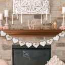Cinnvoice 8.2 ft White Heart Valentines Garland Wooden Heart Banner with Lace Bow Rustic Vintage Valentine's Day Decor White Wall Hanging Garland for Anniversary Wedding Birthday Party Decorations
