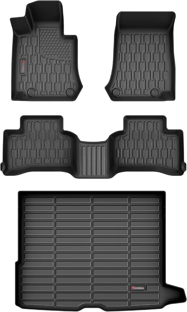 Floor Mats & Cargo Liner Compatible with 2016-2022 Mercedes Benz GLC Cargo Mat, Full Set All Weather Protection 1st, 2nd Row Car Liners & Trunk Mat, Black