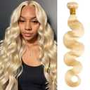 613 Blonde Bundles Human Hair Body Wave Single Bundle 22 Inch 12A Grade 100% Unprocessed Human Hair Brazilian Virgin Hair Weave 613 Body Wave Bundles Machine Double Weft 100G