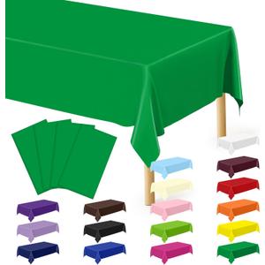 4 PCS Plastic Tablecloths for Rectangle Tables, 54 x 108 Inches Baptism Decorations, Waterproof and Leakproof Picnic Table Cover for Bachelorette Party, Colorful Tablecloth Adaptable to Every Table (Green)
