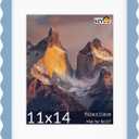 11x14 Wavy Picture Frame with Mat for 8x10, Real Glass and Wooden Frame - Tabletop or Wall Hanging Photo Frame (Pack of 1, Blue)