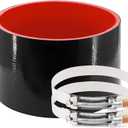 ID 5 Inch(127mm) High Temperature 4-Ply Reinforced Straight Silicone Hose Performance Coupler with 2Pcs T-Bolt Clamps Suitable High Level Turbo Pipe Connecting