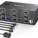 Triple Monitor KVM Switch 3 Monitors 2 Computers 8K@60Hz 4K@144Hz,MLEEDA HDMI+2 Displayport KVM Switch Triple Monitor for 2 Computers Share 3 Monitors and 4 USB3.0 Device,with Wired Remote and 5 Cable