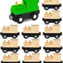 12 Pcs Unfinished DIY Wooden Trains Magnetic Unpainted Wooden Train Cars Toys for Railway Paint Project, Birthday Party Decorations Back to School Crafts Gifts Supplies (Classic)