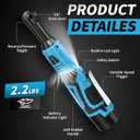 FULLYEA 3/8" Cordless Ratchet Wrench Set, 40 Ft-lbs, 550 RPM, 16.8V Electric Ratchet, Extended Power Ratchet Tool Kit with Variable Speed, 2 * 2.0Ah Battery, 1/4" Adapter & 3" Extension Bar(Blue)