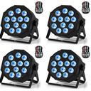 Rechargeable Par Lights, RGBW LED Uplights Battery Powered Stage Light, HOLDLAMP Par Can DJ Lights Sound Activated with Remote & DMX Control for Festival Party Event Wedding Bar.