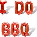 6Pcs Red I Do BBQ Letter Balloons 16in Balloon Foil Letters Decorations Party Decor Red Letter Balloons I Do BBQ Party Supplies
