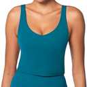 Women V-Neck Longline Sports Bras Low U Back Workout Yoga Athletic Crop Tank Top with Built in Bra L