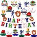 2 x 44 Pcs Baseball Party Decorations Happy Birthday Banner Sports Theme Hanging Swirls and Honeycomb Centerpieces Baseball Birthday and Gameday Celebration Decors for Kids Boys Baby Shower Party Supplies