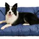 FUNNY FUZZY 42x28 Washable Dog Bed Crate Mat, 2 in1 Pet Pillow Sleeping Bed, Fluffy Deluxe Kennel Mattress for X-Large Dog and Cat,Charcoal Grey,XL,Midnight Blue