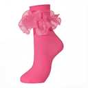 Dicry Socks for Women Big Ruffle Socks with Turn Cuff and Double Lace (Hot Pink, 9-11)