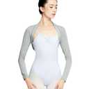 DanceDaily Grey Bolero Shrug for Women Arm Sleeve Ballet Shawl Tops Modal Cotton Shrug Cardigan for Ballet Leotard,Cami Dress, S