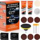 Headlight Restoration Kit, Polish Restore Cleaner Clean Tool DIY Polishing, Sanding Discs, Scouring Pads for Electric Drill, 3 Easy Steps to Restore Sun Car Headlights Lens (bottled)